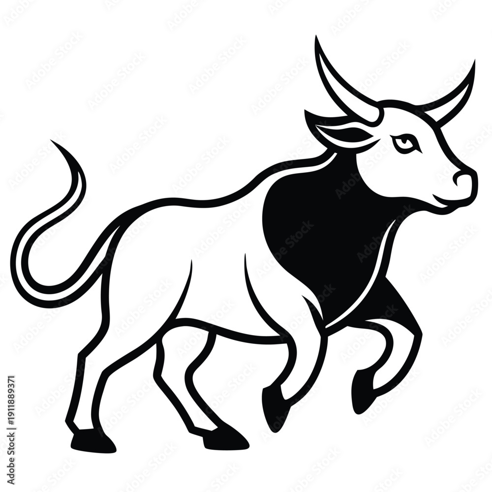 Fototapeta premium silhouette of a bull