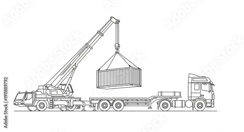 Heavy Duty Crane Truck Illustration.