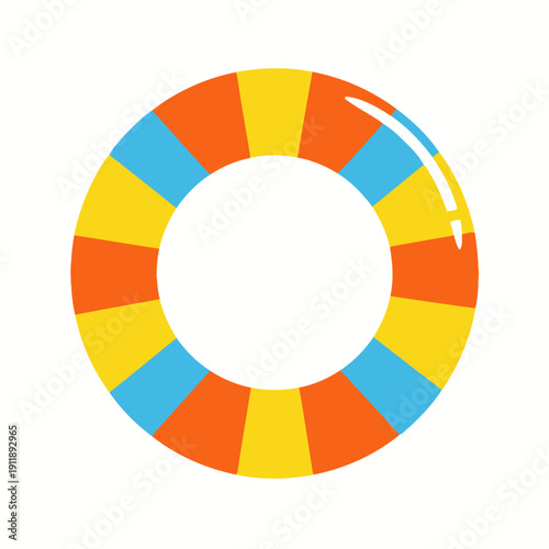 Vibrant Striped Swim Ring and Life Preserver Icon Graphic