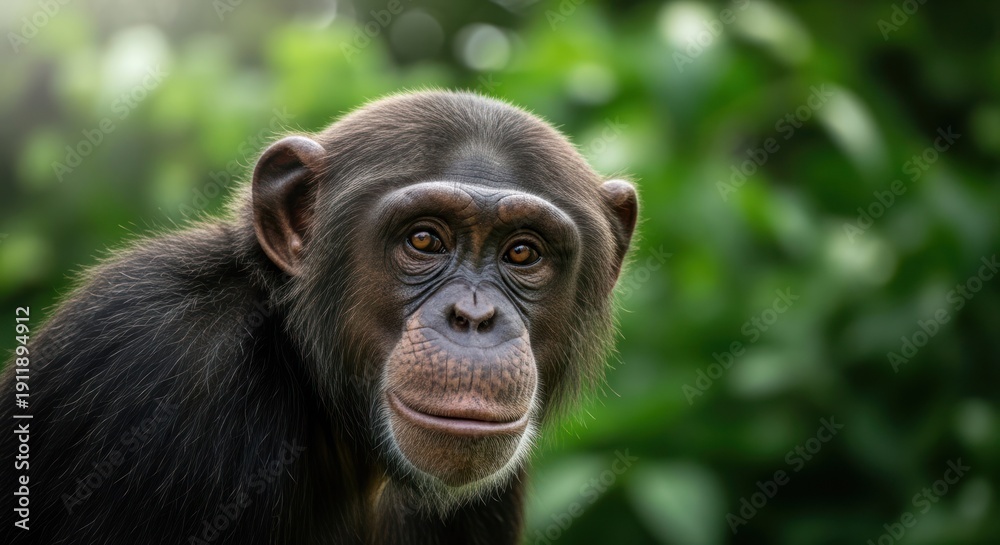 Obraz premium Portrait of a chimpanzee in nature