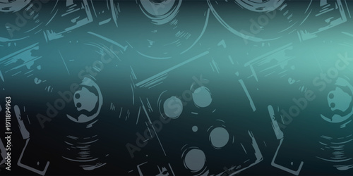 Abstract Futuristic Digital Art with Glowing Teal and Blue Hues.