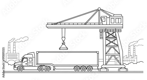 Industrial Crane Lifting Heavy Container.