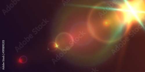 Warm Lens Flare Bokeh On Dark Background