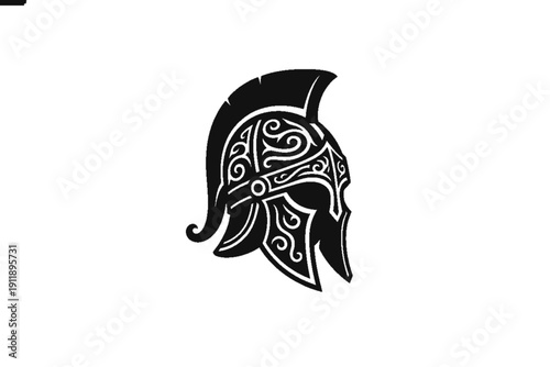 Antique Helmet Illustration: A meticulously crafted illustration presents a classic warrior's helmet, symbolizing strength, protection, and the valor of a bygone era.