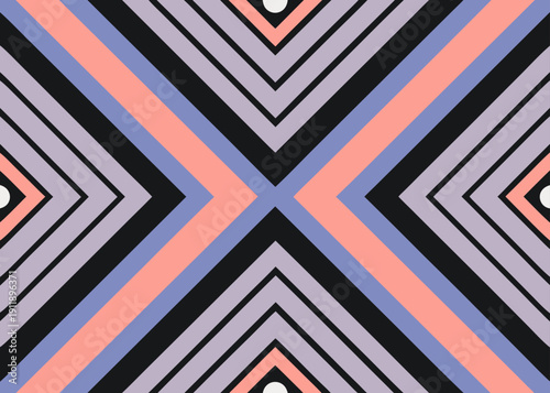 Abstract geometric pattern with diagonal lines forming a central x shape in peach and lavender