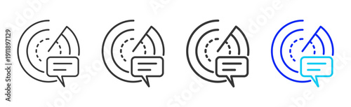 data dialogue Icon Set Collection Creative Outline Style for System Review with Multiple Thickness Variations Suitable for Business and Professional Use