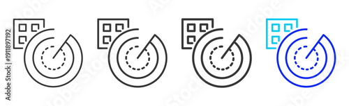 radar insight Icon Set Collection Creative Outline Style for System Review with Multiple Thickness Variations Suitable for Business and Professional Use