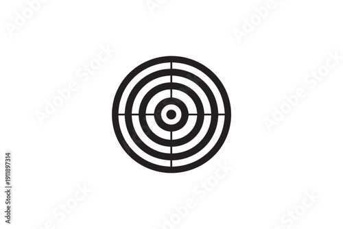Circular target aim symbol icon for shooting practice and goal achievement featuring black concentric rings and central focal point on white