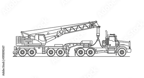 Large Mobile Crane Truck Illustration.