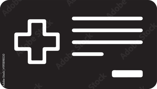 Health Medical Card Card icon in silhouette on white background.