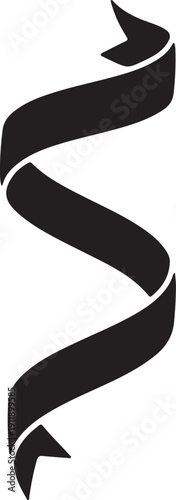  Ribbon Curve icon in silhouette on white background.