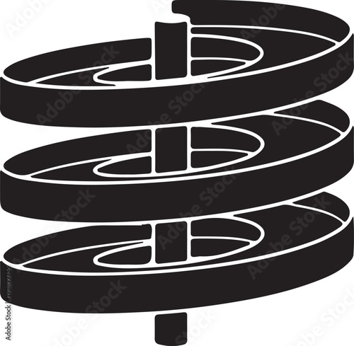  Spiral Ramp icon in silhouette on white background.
