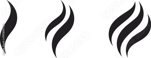 Abstract flame shape pattern, stylized smoke design, curved tapering motif, decorative artwork, visual sequence illustration, vector design, flat style, CAD drawing, modern graphic