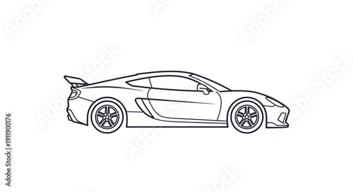 Line Drawing of Sports Car.