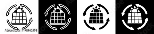 Solar Energy Icon In Flat Version On Black And White Background