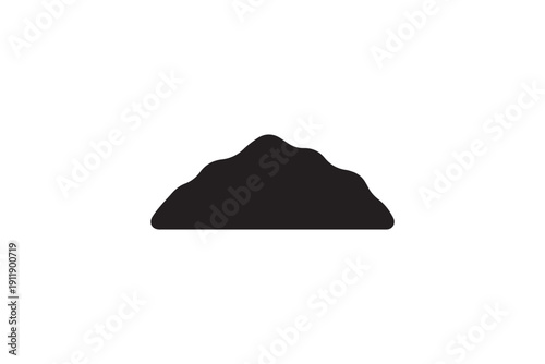 Abstract black mountain shape silhouette on white background, simple minimal icon, represents nature, geology, landscape, summit, peak, hill, isolated symbol