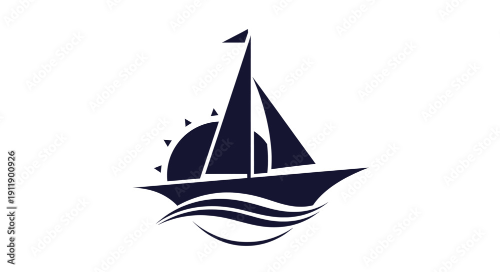 Fototapeta premium A serene sailboat gliding on calm waters under a clear blue sky