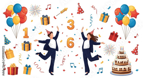 Men Celebrating Birthday Party Surprise.