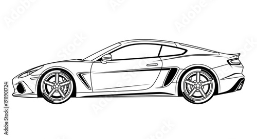 Luxury Sports Car Side View Illustration.