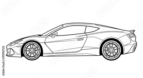Luxury Sports Car Side View Illustration.
