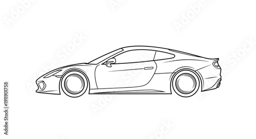 Luxury Sports Car Side View Illustration.