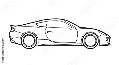 Luxury Sports Car Side View Illustration.