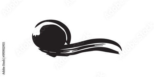 Abstract black brush stroke design element on white background.