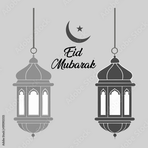 new moon with eid icon happy eid mubarak