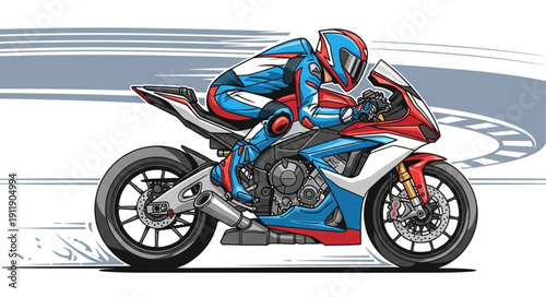 Motorcycle Rider Racing on Track.