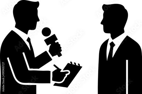 Media Interview Silhouette Icon Black Vector Graphic