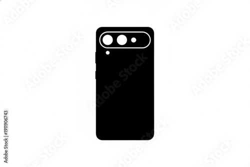 Smartphone Back Silhouette: A sleek, modern smartphone silhouette, captured in stark black against the bright background.