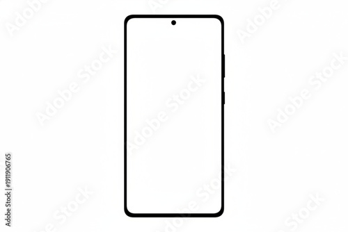 Sleek Smartphone Design: A modern smartphone showcases a minimalist and elegant design, with a focus on its crisp, blank screen, symbolizing connection and information