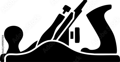 Hand Plane Icon Woodworking Carpentry Tool Silhouette Vector Graphic