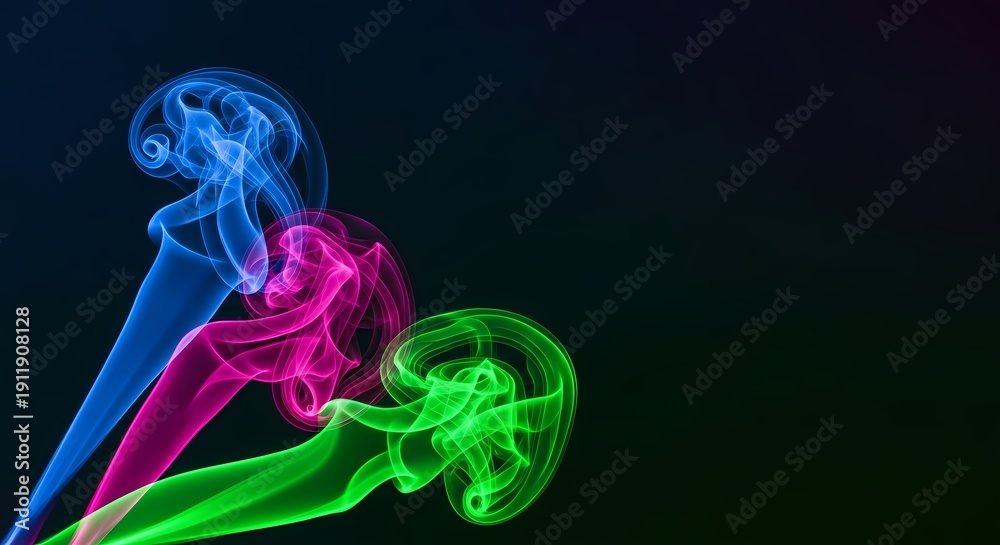 Obraz premium Vibrant smoke figures dance in dark atmosphere