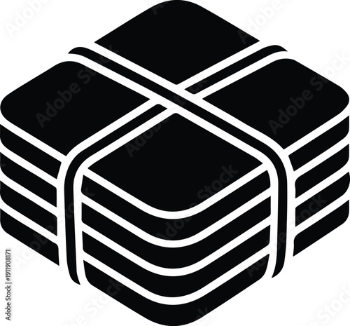 Stack Of Papers Tied With Ribbon Icon On White Background documents files