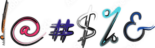 colorful symbols isolated on white background