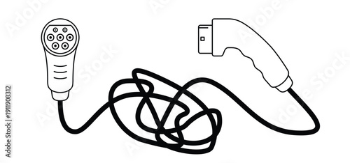 AC and DC charging connector.Types electric vehicle plugs. Electric car charging plug. Sockets for electric car charging plug. Hybrid, EV connector. For CCS Type 2, chademo, supercharger, mennekes, an