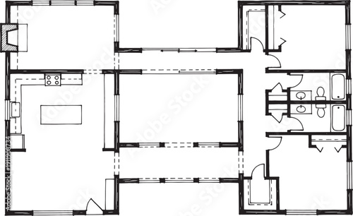 Detailed architectural floor plan showcasing the layout of a modern dwelling, offering a glimpse into its design and functionality.