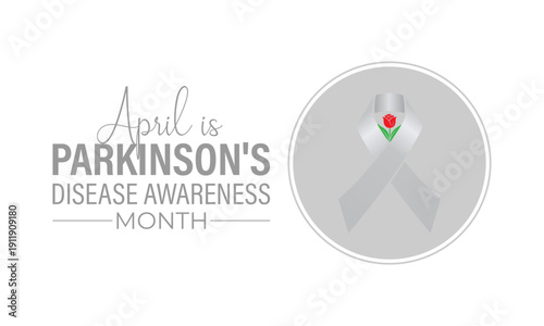 Vector illustration concept for April Parkinson s Disease Awareness Month, designed as a clean poster and banner template. Clean vector combining awareness ribbon and tulip.