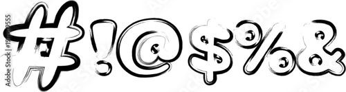 Hand drawn symbols on white background