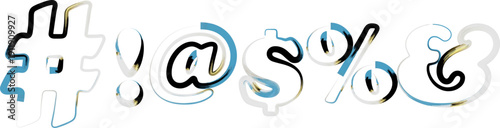 Shiny symbols with blue and gold accents