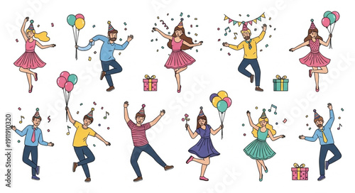 People Celebrating Birthday Party Joyfully.