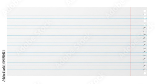Foto Lined notebook paper PNG isolated on transparent background, loose leaf sheet wi