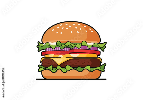 Deliciously crafted burger with fresh lettuce, cheese, and tomato, perfect for a casual meal