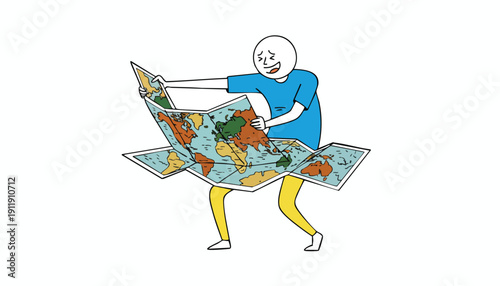 Frustrated professional struggling to navigate complex global market strategy and planning using outdated, confusing methods.