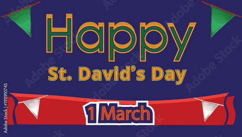 Luxury St. David’s Day Typography Background for Social Media | Happy St. David’s Day, March 1 
