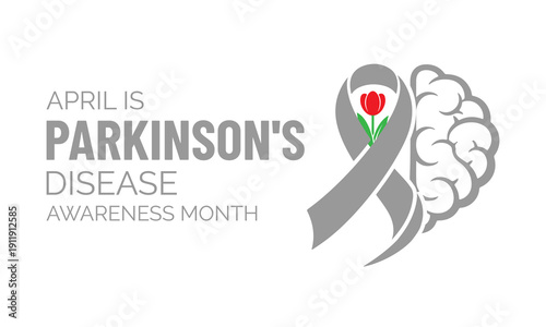 Vector illustration concept for April Parkinson s Disease Awareness Month, designed as a clean poster and banner template. Clean vector combining awareness ribbon and tulip.