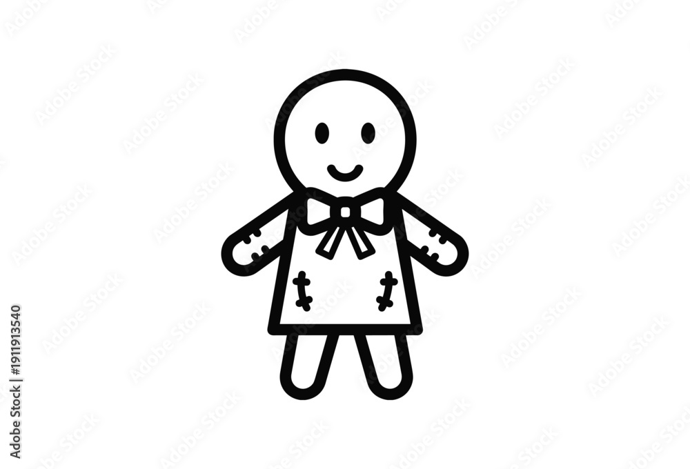 Fototapeta premium black and white gingerbread man illustration