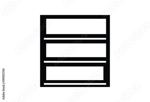  black and white illustration of a three-drawer filing cabinet