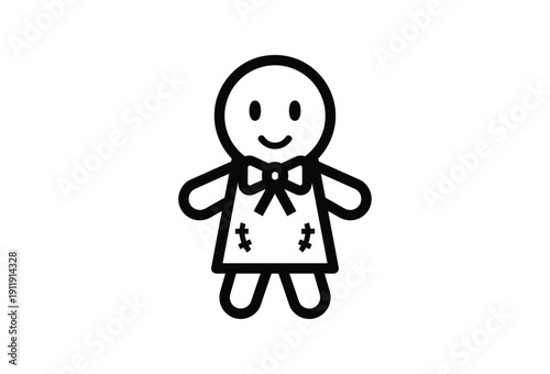  black and white gingerbread man icon